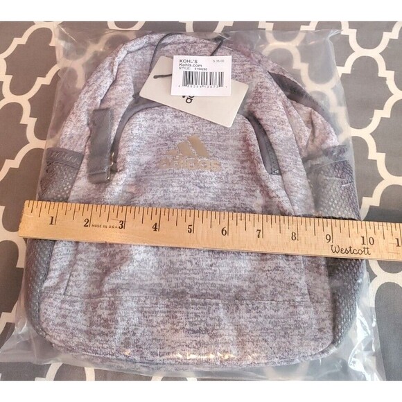 Adidas Kids Backpack Tote Zip Jersey Onix Grey Linear 3 Mini 5154280 NWT - Picture 10 of 10